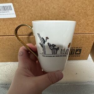 xo Sienna Gold Handle Cactus Mug